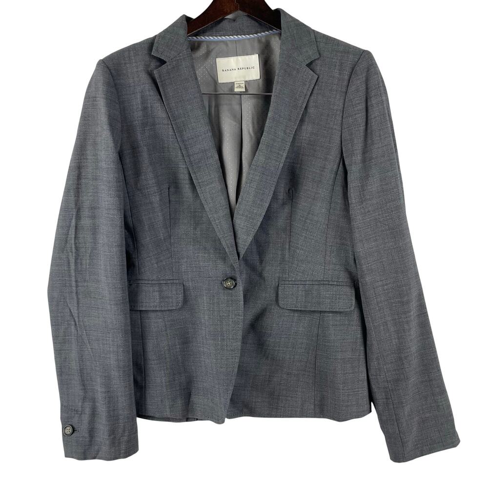 VTG Y2K Banana Republic Gray Professional Wool Blazer Fully Lined